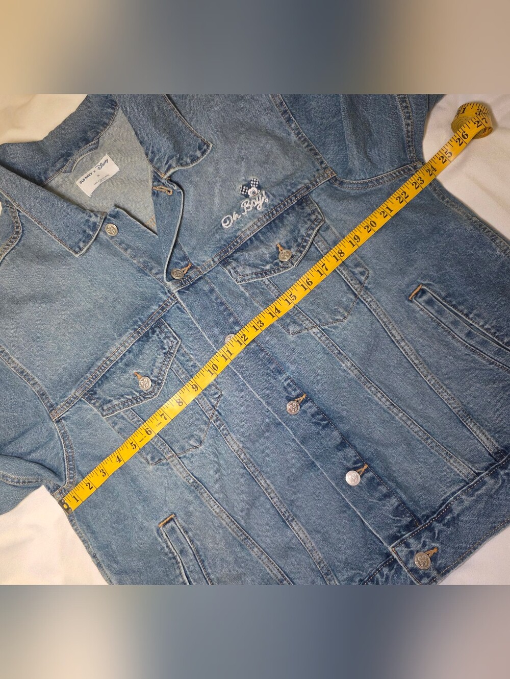 Old Navy x Disney Mickey Mouse Denim Trucker Jacket W/Embroidered USA Flag- XL - Picture 10 of 16